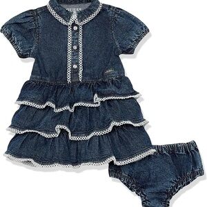 Baby Guess Denim Ruffle Dress & Diaper Cover